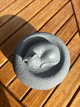 Lade das Bild in den Galerie-Viewer, urne chat ceramique grise vue du dessus
