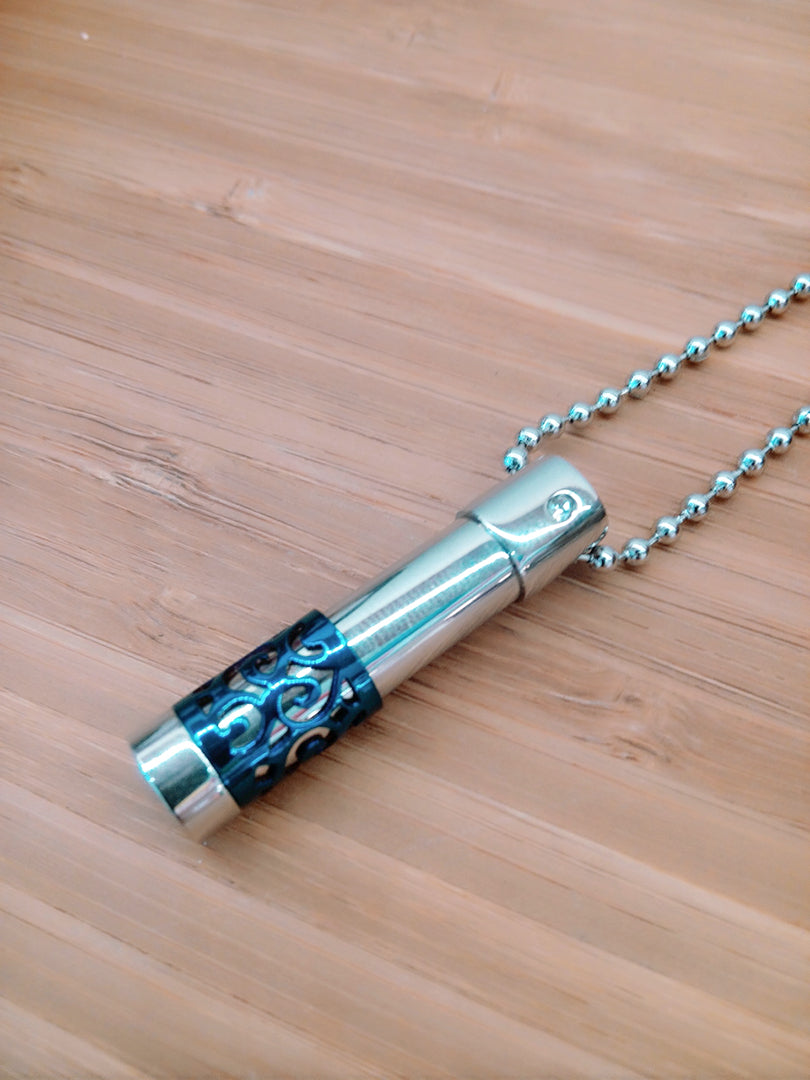 Asche Anhänger Blau Zylinder